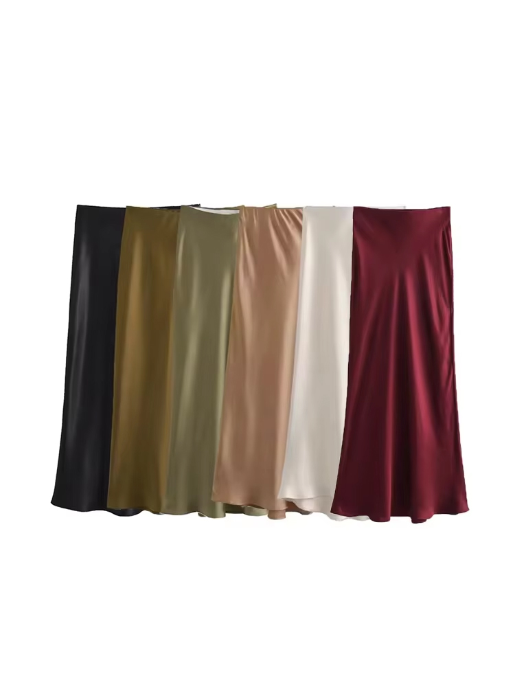 Summer Zara - Feminino toque macio seda-como midi saia